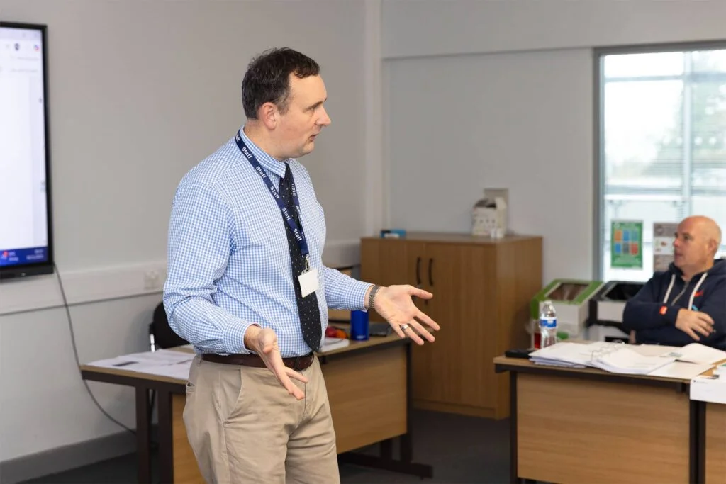 Austwick Media commercial shoot: a presenter delivering a corporate training session in a Carlisle meeting room